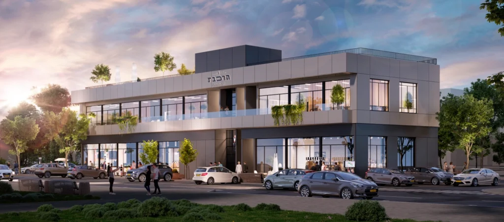 הדמיה של תחנת רכבת משודרגת עם מרכז מסחר ובילוי עירוני חדש בעתלית