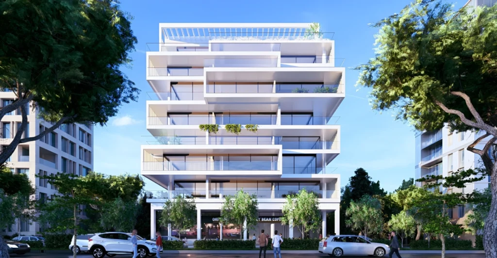 תכנון פרויקט התחדשות עירונית בבניינים ישנים, עם מבנים חדשים ומרחבים ציבוריים ירוקים