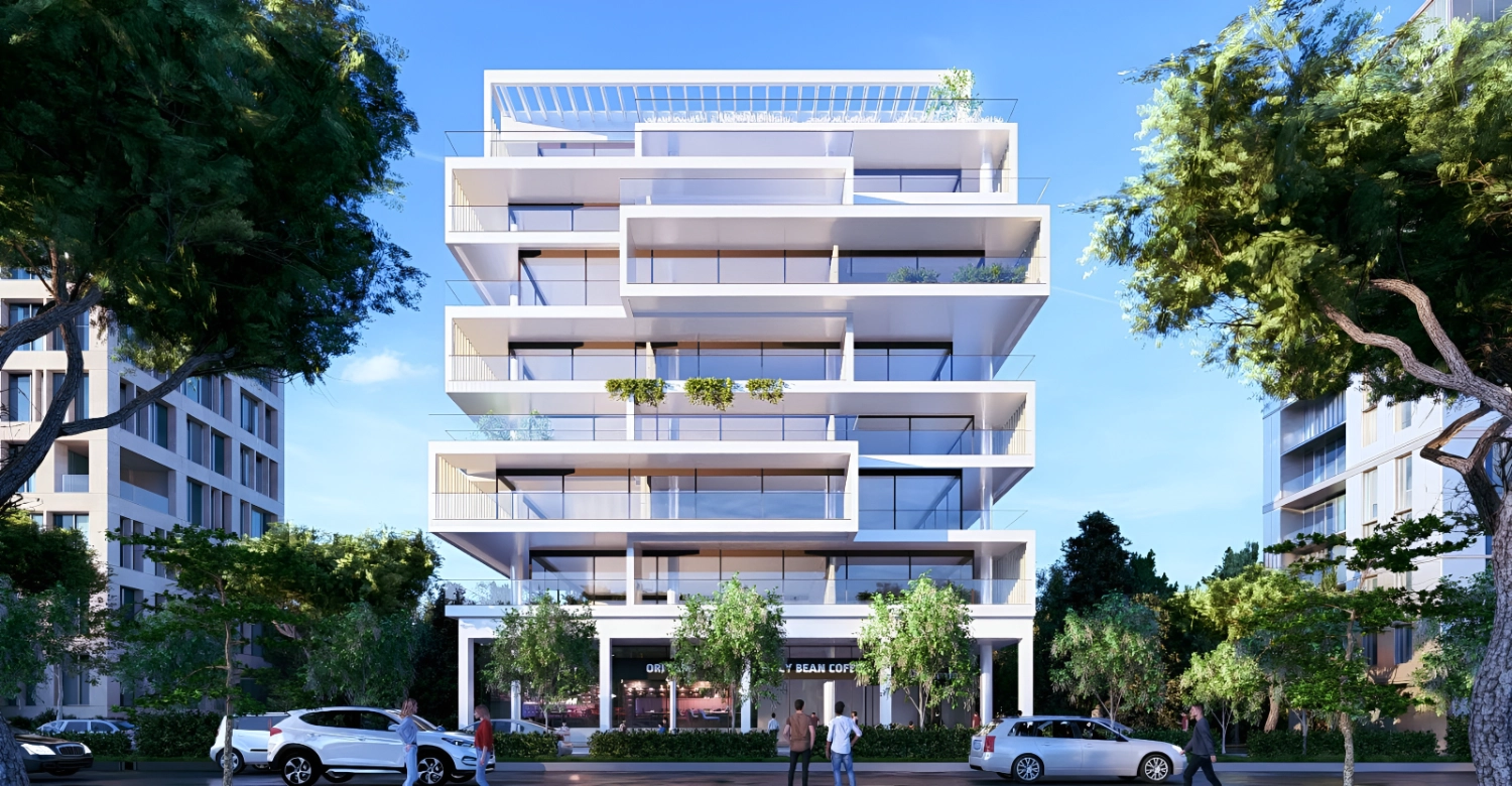תכנון פרויקט התחדשות עירונית בבניינים ישנים, עם מבנים חדשים ומרחבים ציבוריים ירוקים